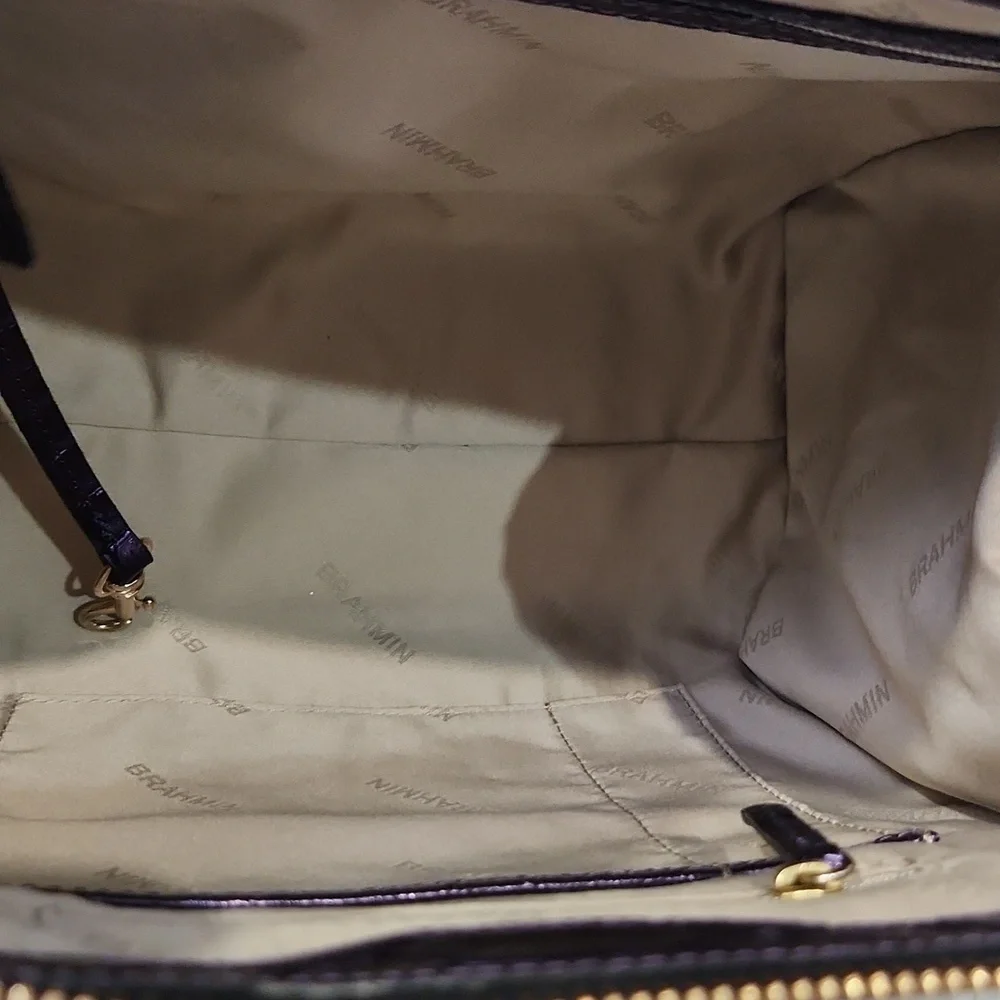 💜🔹️ Brahmin🔹️ Rare🔥 Small Caroline Ultraviolet Altair  Leather + Wallet Set - Picture 8 of 16